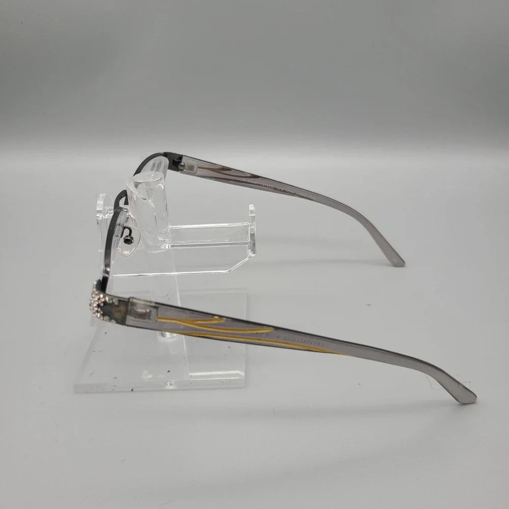 Jimmy Crystal New York Swarovski Reading Glasses JCR257 +2.00 Smoke Gold Black